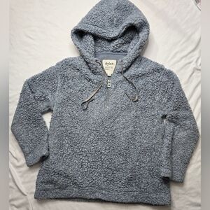 Dylan Los Angeles Sherpa Fleece Hooded Pullover Quarter Zip Gray Size Small